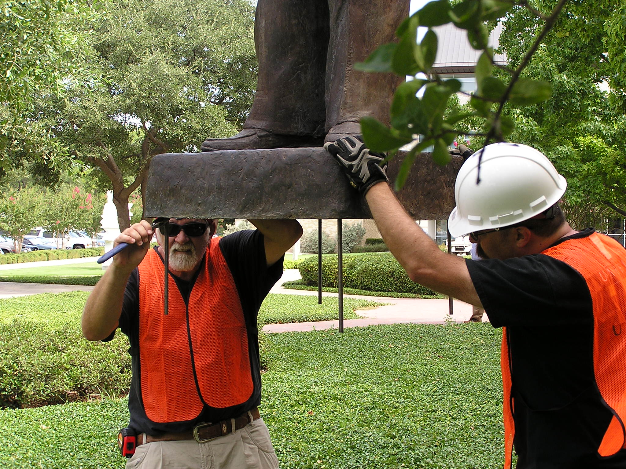 Prepping the statue